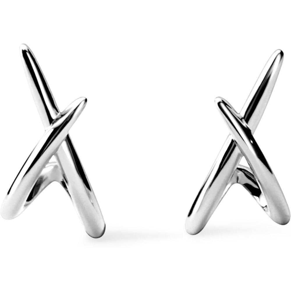 imageAna Luisa Trendy Stud Earrings for Women  14K Gold Plated and Silver Rhodium Plated Earring Studs  Simple Minimalist Dainty X Studs Earring  Hypoallergenic TarnishFree Jewelry Gifts for HerSilver