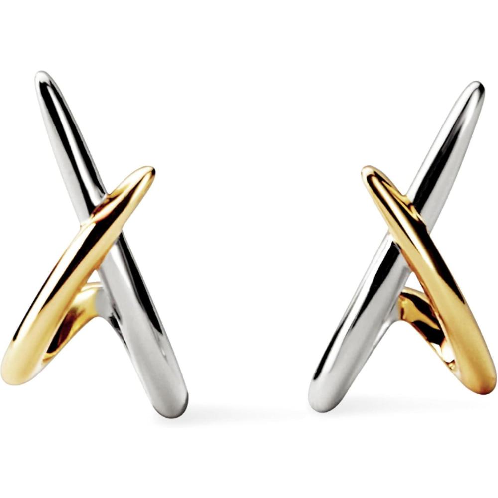 imageAna Luisa Trendy Stud Earrings for Women  14K Gold Plated and Silver Rhodium Plated Earring Studs  Simple Minimalist Dainty X Studs Earring  Hypoallergenic TarnishFree Jewelry Gifts for HerTwo Tone