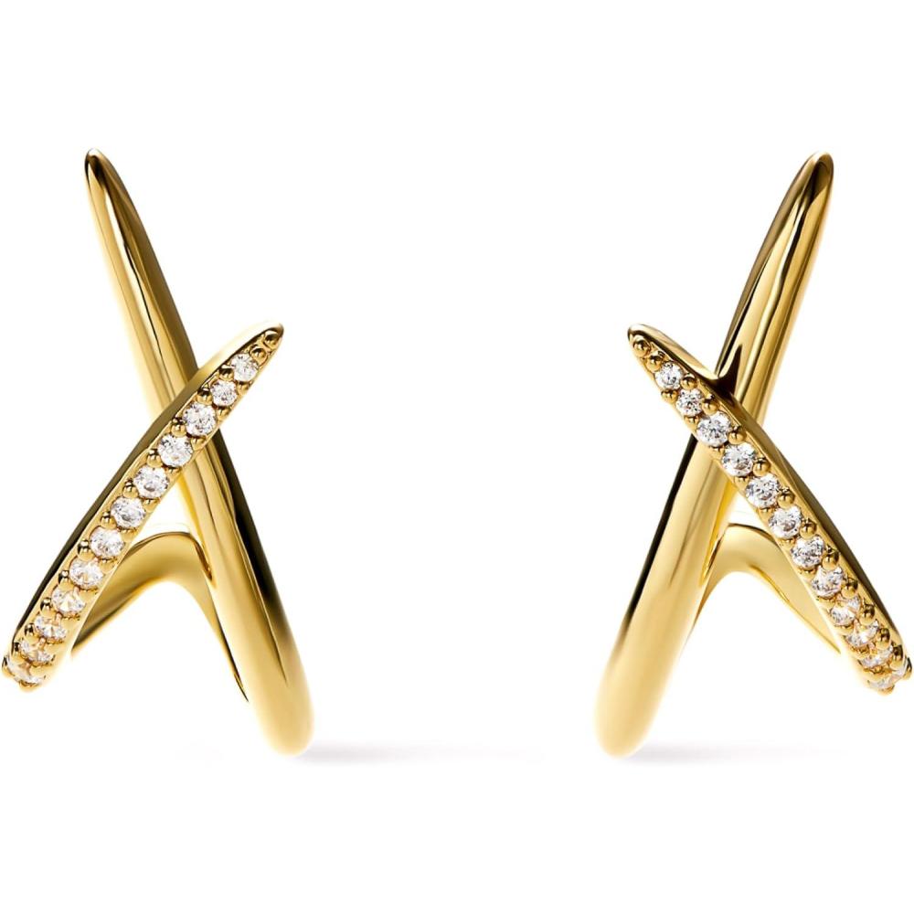 imageAna Luisa Trendy Stud Earrings for Women  14K Gold Plated and Silver Rhodium Plated Earring Studs  Simple Minimalist Dainty X Studs Earring  Hypoallergenic TarnishFree Jewelry Gifts for HerGold Pave