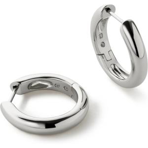 Ana Luisa Giulia Huggie Hoop Earrings for Women – Hypoallergenic Water-Resistant Tarnish-Free Chunky Earrings for Women – 14K Gold Plated & Silver Rhodium Plated Hoops – Small, Medium & Large Size(Silver-Medium)