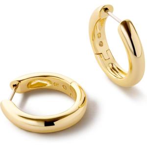 Ana Luisa Giulia Huggie Hoop Earrings for Women – Hypoallergenic Water-Resistant Tarnish-Free Chunky Earrings for Women – 14K Gold Plated & Silver Rhodium Plated Hoops – Small, Medium & Large Size(Gold-Medium)