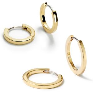 Ana Luisa Gold Hoop Earring Stacking Set for Women – Two Pair of 14K Gold Plated Huggie Hoops – Two Sizes Included for Stacking: Mini & Medium Huggie Hoop Earrings – Hypoallergenic Gifts for Women