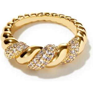 Ana Luisa Gold Rings for Women – 14K Gold Plated Rings for Women Non Tarnish – Trendy Stacking Ring for Everyday Wear – Twisted, Heart, Eternity Ring Double Styles – Hypoallergenic & Water-Resistant Jewelry(Rope Ring Gold Pave)