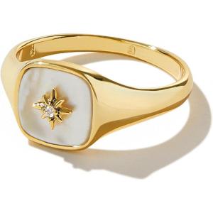 Ana Luisa Gold Rings for Women – 14K Gold Plated Rings for Women Non Tarnish – Trendy Stacking Ring for Everyday Wear – Twisted, Heart, Eternity Ring Double Styles – Hypoallergenic & Water-Resistant Jewelry(Gold Signet Ring)