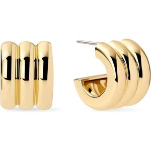 Ana Luisa Huggie Hoop Earrings – Minimal Single & Stacked Double Hoop Styles for Women – 14K Gold Plated, Silver Rhodium & Two-Tone – Hypoallergenic, Water-Resistant, Tarnish-Free(Triple Hoop-Gold)