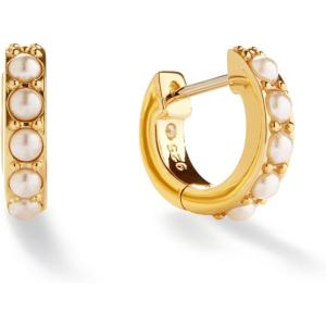 Ana Luisa Huggie Hoop Earrings – Minimal Single & Stacked Double Hoop Styles for Women – 14K Gold Plated, Silver Rhodium & Two-Tone – Hypoallergenic, Water-Resistant, Tarnish-Free(Mini-Gold Pearl)
