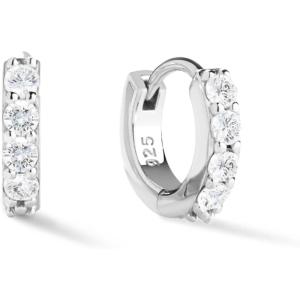 Ana Luisa Huggie Hoop Earrings – Minimal Single & Stacked Double Hoop Styles for Women – 14K Gold Plated, Silver Rhodium & Two-Tone – Hypoallergenic, Water-Resistant, Tarnish-Free(Mini-Silver)