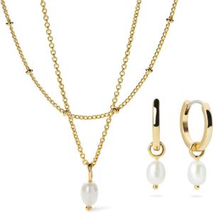 Ana Luisa Pearl Necklace and Earrings Set – 14K Gold Plated Jewelry with Freshwater Pearls – Elegant, Hypoallergenic, Tarnish-Free Gifts for Women