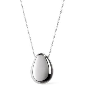 Ana Luisa Pebble Pendant Necklace for Women – 14K Gold Plated and Silver Rhodium Plated Trendy Teardrop Necklace with Lobster Clasp – Hypoallergenic, Water-Resistant, Tarnish-Free Jewelry(Medium-Silver)