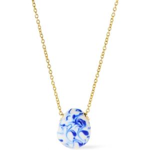 Ana Luisa Pebble Pendant Necklace for Women – 14K Gold Plated and Silver Rhodium Plated Trendy Teardrop Necklace with Lobster Clasp – Hypoallergenic, Water-Resistant, Tarnish-Free Jewelry(Mini-Marble Blue)