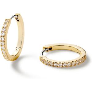 Ana Luisa Trendy Huggie Hoop Earrings for Women – 14K Gold Plated or Sterling Silver Hoop Earrings – Small, Dainty, Hypoallergenic, Water-Resistant, Tarnish-Free Hoops – Jewelry Perfect for Stacking(Gold Pave)