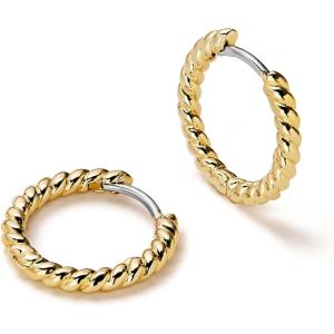 Ana Luisa Trendy Huggie Hoop Earrings for Women – 14K Gold Plated or Sterling Silver Hoop Earrings – Small, Dainty, Hypoallergenic, Water-Resistant, Tarnish-Free Hoops – Jewelry Perfect for Stacking(Twisted Gold)