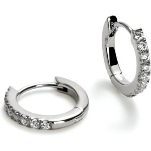 Ana Luisa Trendy Huggie Hoop Earrings for Women – 14K Gold Plated or Sterling Silver Hoop Earrings – Small, Dainty, Hypoallergenic, Water-Resistant, Tarnish-Free Hoops – Jewelry Perfect for Stacking(Silver Pave)