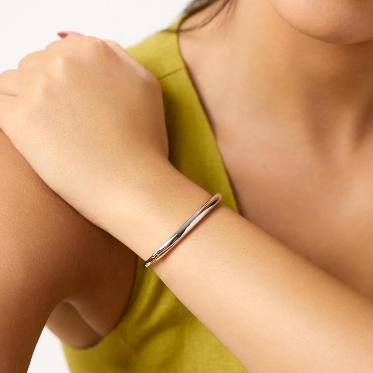 imageAna Luisa Bracelets for Women 14K Gold Plated amp Silver Rhodium Bangle and Cuff Bracelets Sleek Designs Perfect for Layering Hypoallergenic WaterResistant TarnishFree BraceletBrynley Silver SM