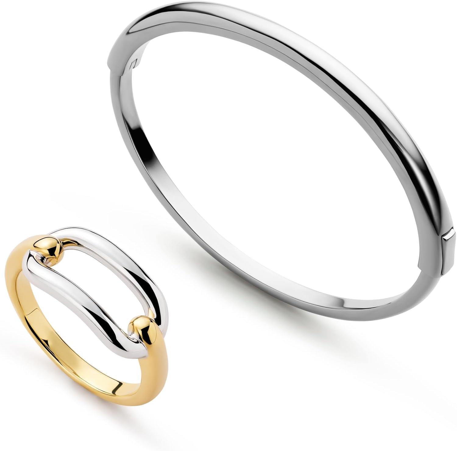 imageAna Luisa Bracelets for Women 14K Gold Plated amp Silver Rhodium Bangle and Cuff Bracelets Sleek Designs Perfect for Layering Hypoallergenic WaterResistant TarnishFree BraceletBrynley Silver ML