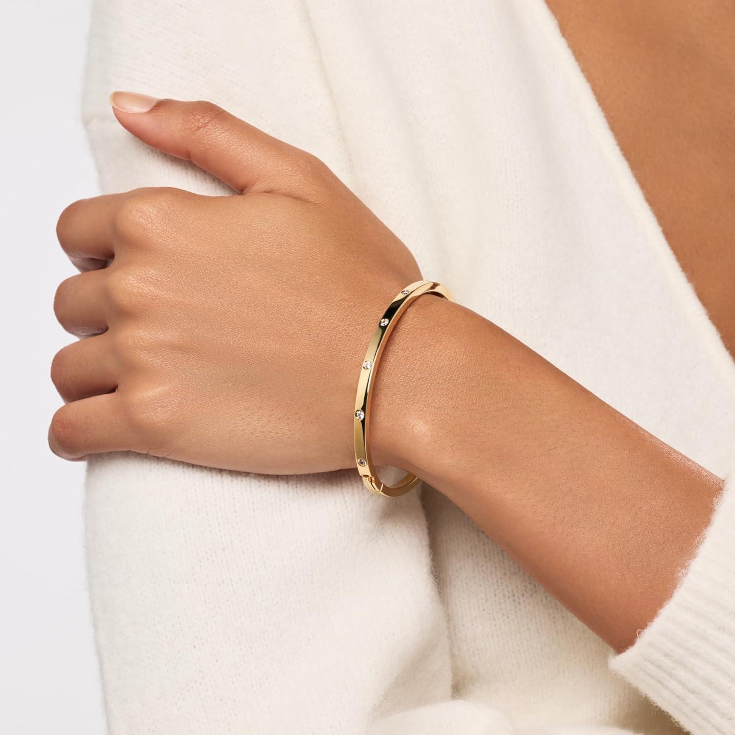 imageAna Luisa Bracelets for Women 14K Gold Plated amp Silver Rhodium Bangle and Cuff Bracelets Sleek Designs Perfect for Layering Hypoallergenic WaterResistant TarnishFree BraceletSelena ML