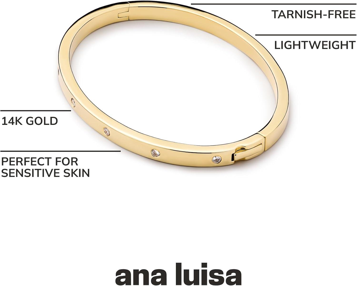 imageAna Luisa Bracelets for Women 14K Gold Plated amp Silver Rhodium Bangle and Cuff Bracelets Sleek Designs Perfect for Layering Hypoallergenic WaterResistant TarnishFree BraceletSelena ML
