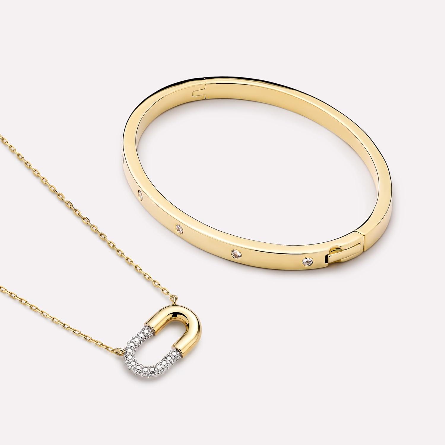 imageAna Luisa Bracelets for Women 14K Gold Plated amp Silver Rhodium Bangle and Cuff Bracelets Sleek Designs Perfect for Layering Hypoallergenic WaterResistant TarnishFree BraceletSelena ML