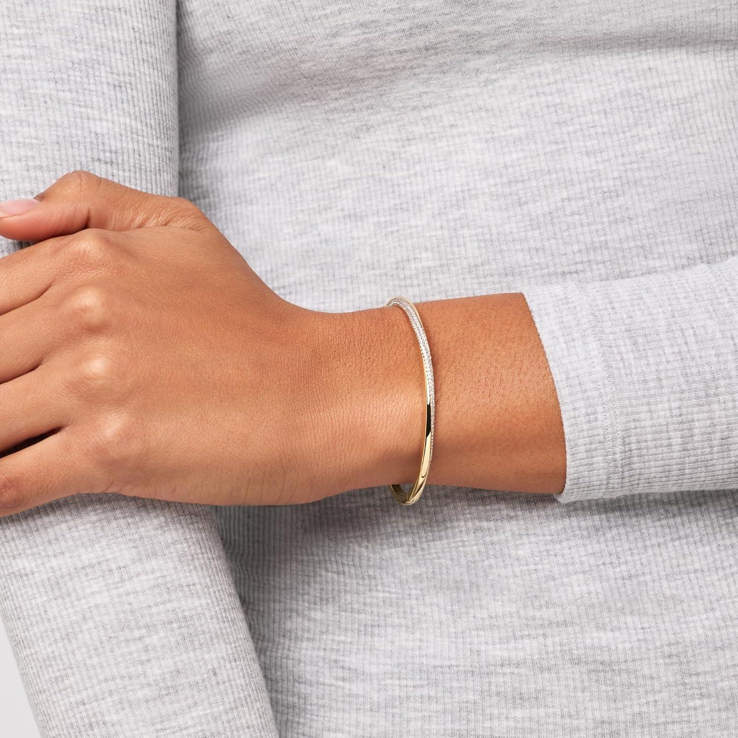 imageAna Luisa Bracelets for Women 14K Gold Plated amp Silver Rhodium Bangle and Cuff Bracelets Sleek Designs Perfect for Layering Hypoallergenic WaterResistant TarnishFree BraceletKira ML