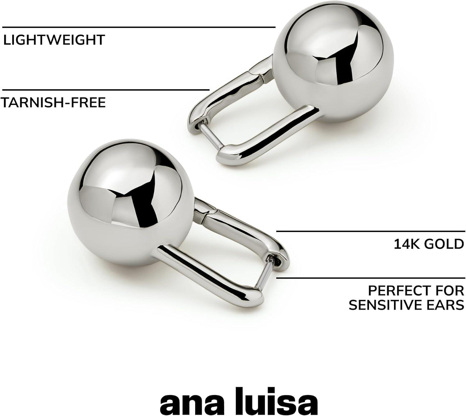 imageAna Luisa Chunky Small Knot Earrings 14K Gold Plated and Silver Statement Earrings for Women Trendy Ball Drop Earring Gold and Two Tone Knots Dangle Earring for Women Hypoallergenic JewelryPerrySilver