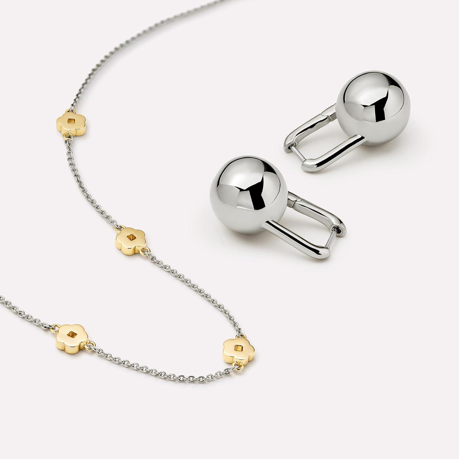 imageAna Luisa Chunky Small Knot Earrings 14K Gold Plated and Silver Statement Earrings for Women Trendy Ball Drop Earring Gold and Two Tone Knots Dangle Earring for Women Hypoallergenic JewelryPerrySilver