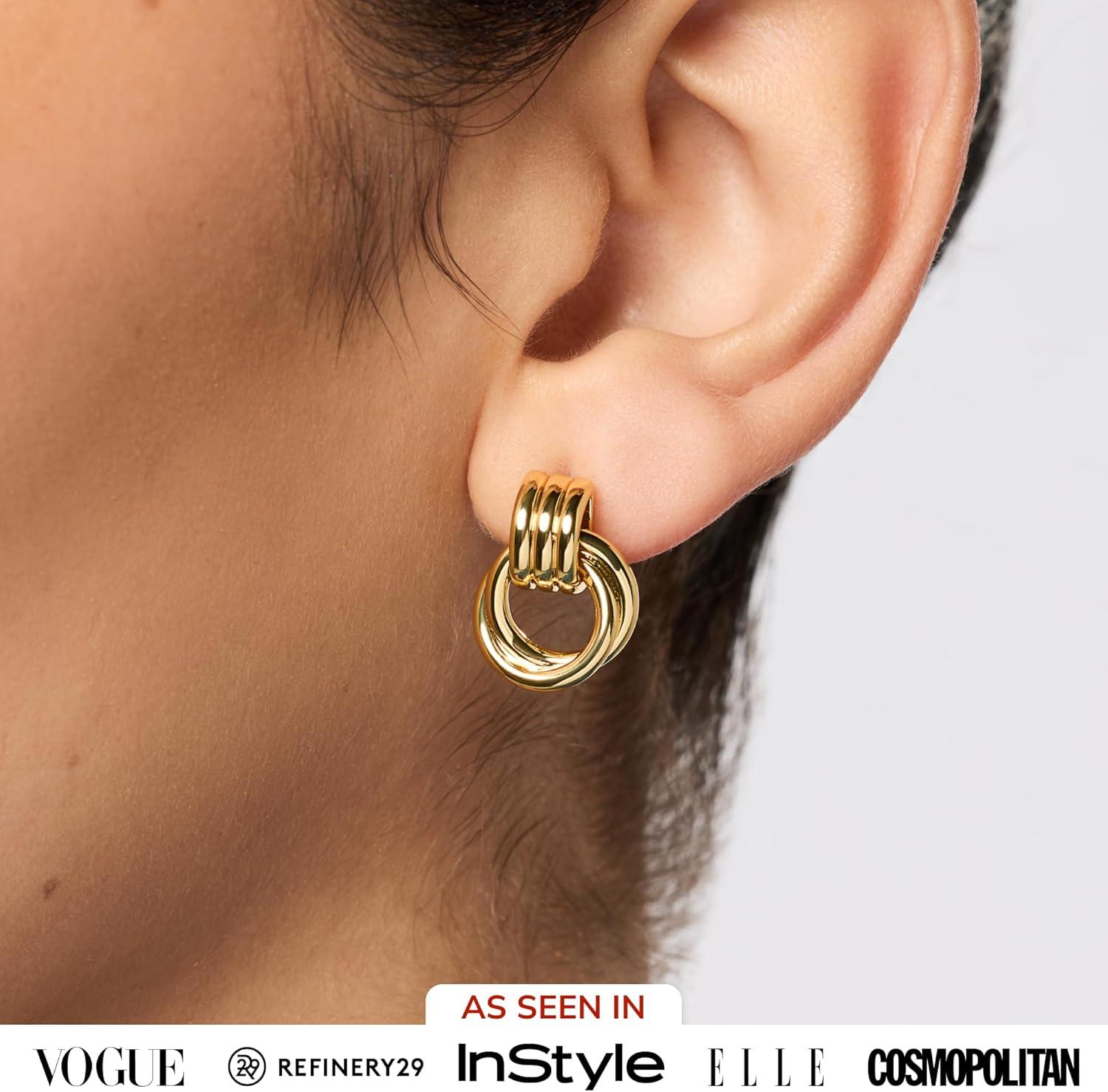 imageAna Luisa Chunky Small Knot Earrings 14K Gold Plated and Silver Statement Earrings for Women Trendy Ball Drop Earring Gold and Two Tone Knots Dangle Earring for Women Hypoallergenic JewelryRyle