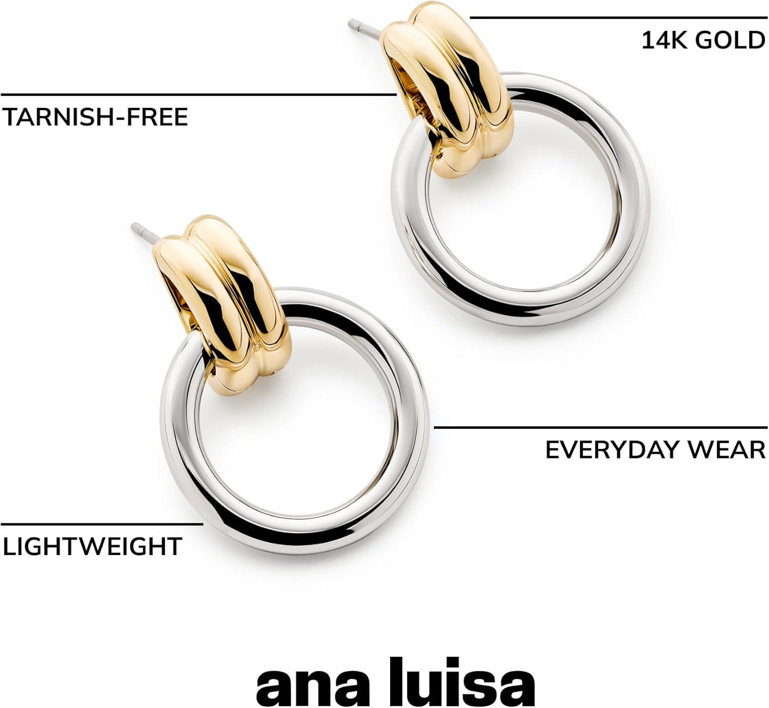 imageAna Luisa Chunky Small Knot Earrings 14K Gold Plated and Silver Statement Earrings for Women Trendy Ball Drop Earring Gold and Two Tone Knots Dangle Earring for Women Hypoallergenic JewelryQuinn