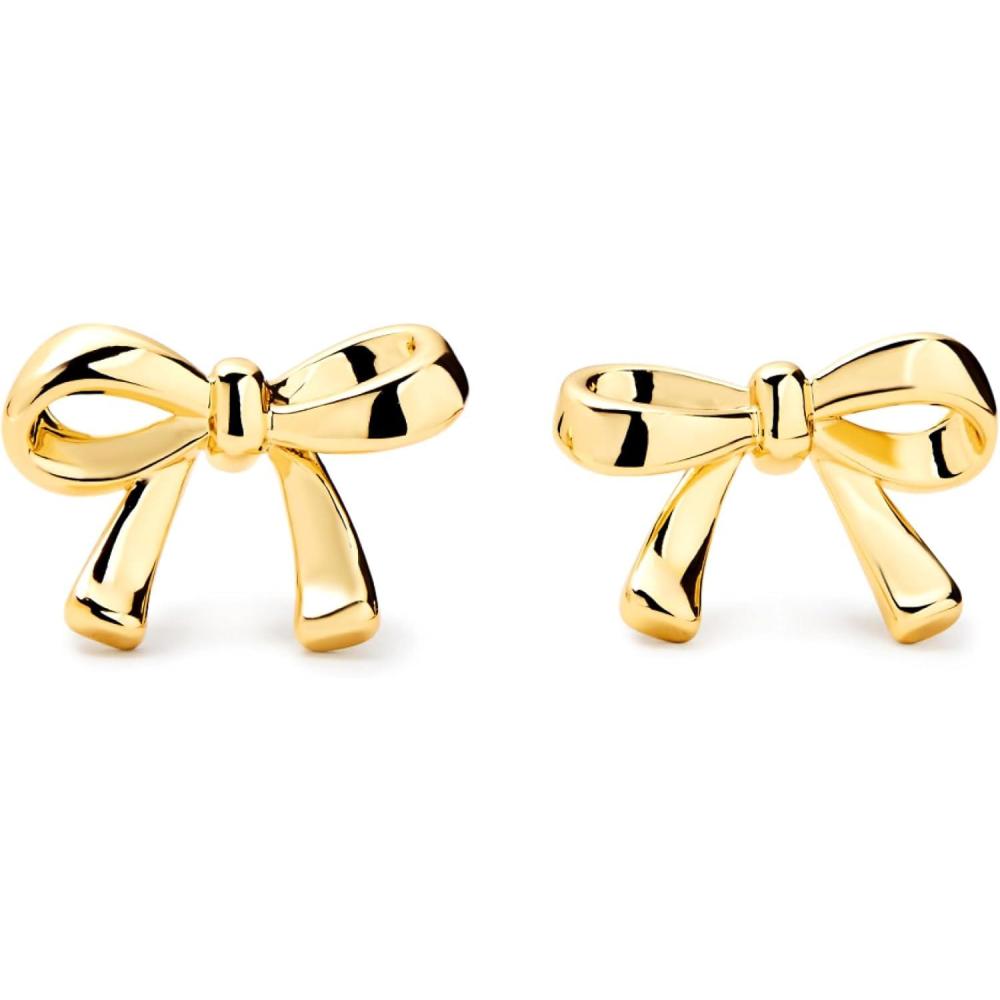 imageAna Luisa Gold Plated Bow Stud Earrings for Women 14K Gold Plated Tracy Bow Stud Earrings for Daily Wear Small Bows for Simple Minimalist Dainty Look Hypoallergenic TarnishFree Jewelry Gifts