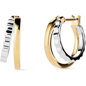 Ana Luisa Double Hoop Earrings for Women – 14K Gold Plated & Silver Rhodium Huggie Hoops – Hypoallergenic, Water-Resistant, Tarnish-Free, Small, Dainty & Trendy Two Hoop Earring Styles(Two Tone Textured)