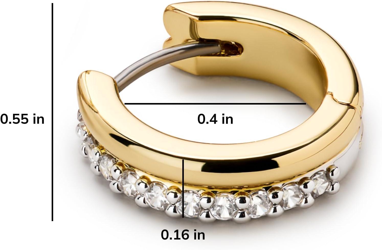 imageAna Luisa Asher Small Huggie Hoop Earrings for Women 14K Gold Plated Silver Rhodium Plated and Two Tone Styles Hypoallergenic TarnishFree Ana Luisa Jewelry Stylish Gold Hoop EarringsGold Pave Huggie Hoop