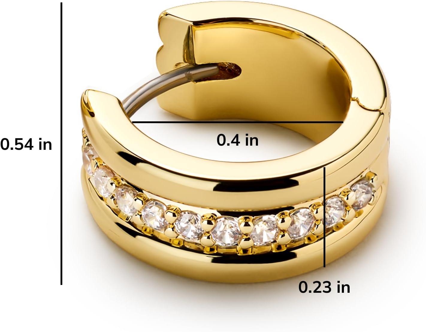imageAna Luisa Asher Small Huggie Hoop Earrings for Women 14K Gold Plated Silver Rhodium Plated and Two Tone Styles Hypoallergenic TarnishFree Ana Luisa Jewelry Stylish Gold Hoop EarringsGold Pave Triple Huggie Hoop