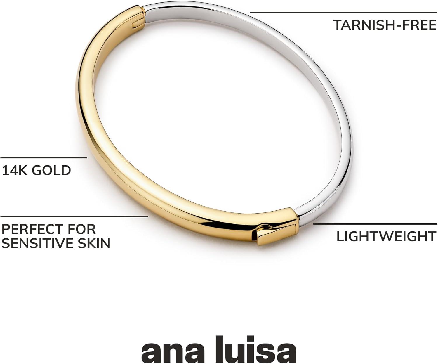 imageAna Luisa Bracelets for Women 14K Gold Plated amp Silver Rhodium Bangle and Cuff Bracelets Sleek Designs Perfect for Layering Hypoallergenic WaterResistant TarnishFree Bracelet for Daily WearBrynley Two Tone ML