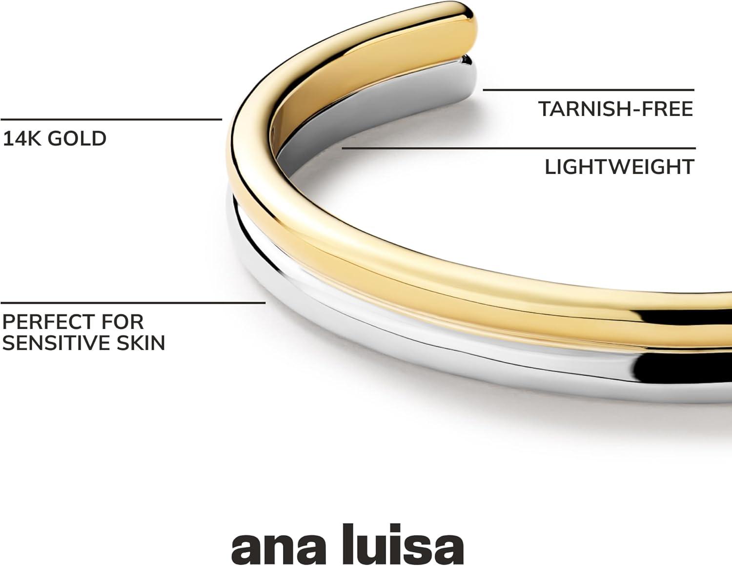 imageAna Luisa Bracelets for Women 14K Gold Plated amp Silver Rhodium Bangle and Cuff Bracelets Sleek Designs Perfect for Layering Hypoallergenic WaterResistant TarnishFree Bracelet for Daily WearArlo Two ToneOne Size