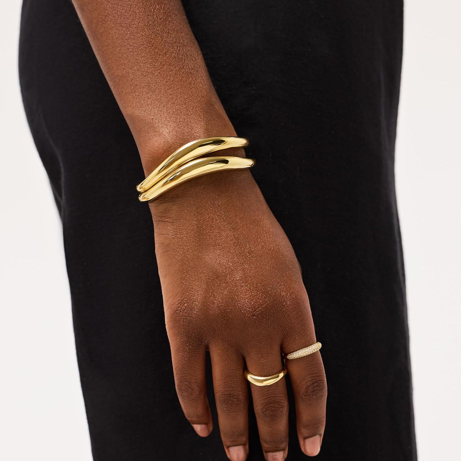 imageAna Luisa Bracelets for Women 14K Gold Plated amp Silver Rhodium Bangle and Cuff Bracelets Sleek Designs Perfect for Layering Hypoallergenic WaterResistant TarnishFree Bracelet for Daily WearTalia SM