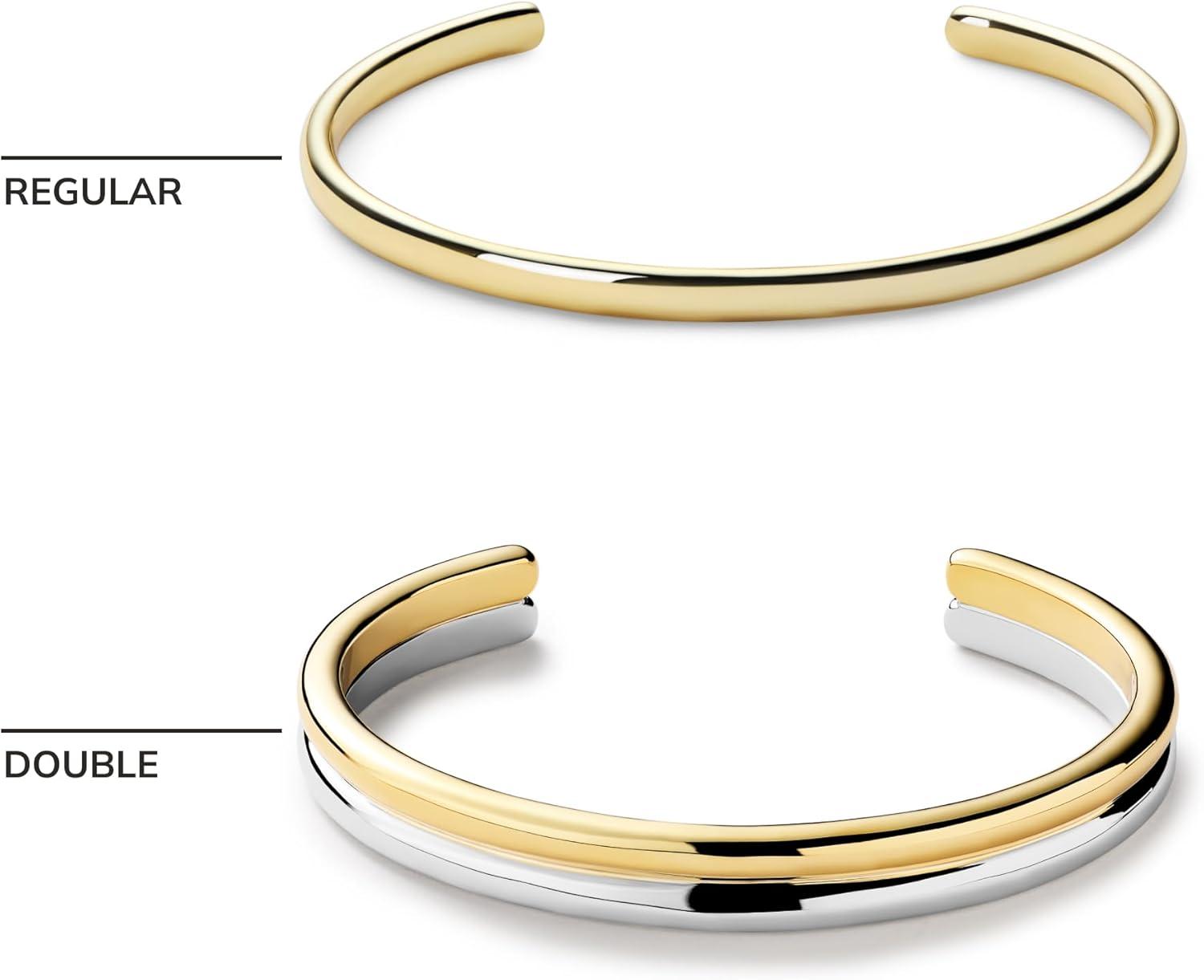 imageAna Luisa Bracelets for Women 14K Gold Plated amp Silver Rhodium Bangle and Cuff Bracelets Sleek Designs Perfect for Layering Hypoallergenic WaterResistant TarnishFree Bracelet for Daily WearArlo Two ToneOne Size