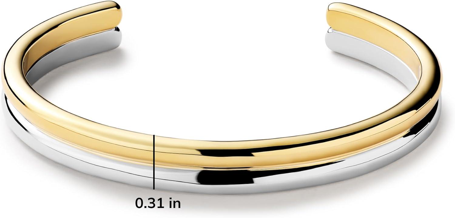 imageAna Luisa Bracelets for Women 14K Gold Plated amp Silver Rhodium Bangle and Cuff Bracelets Sleek Designs Perfect for Layering Hypoallergenic WaterResistant TarnishFree Bracelet for Daily WearArlo Two ToneOne Size