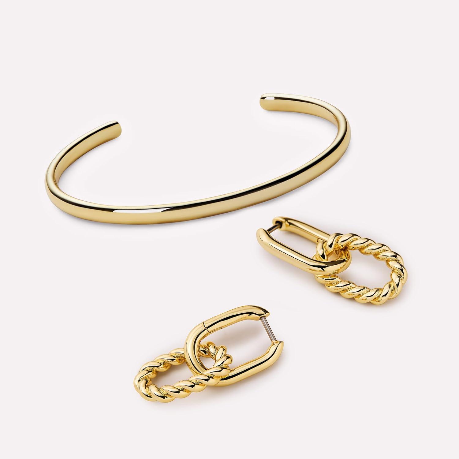 imageAna Luisa Bracelets for Women 14K Gold Plated amp Silver Rhodium Bangle and Cuff Bracelets Sleek Designs Perfect for Layering Hypoallergenic WaterResistant TarnishFree Bracelet for Daily WearArloOne Size
