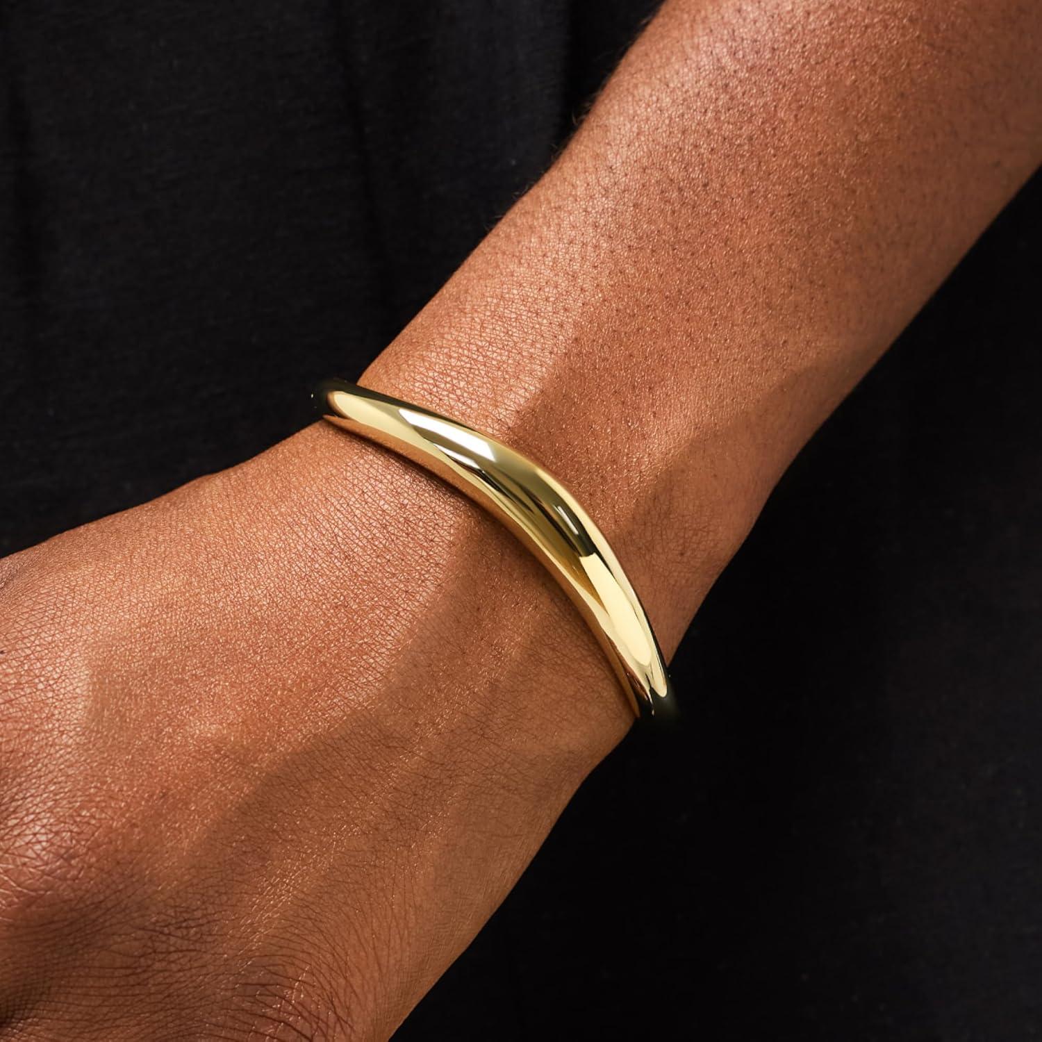 imageAna Luisa Bracelets for Women 14K Gold Plated amp Silver Rhodium Bangle and Cuff Bracelets Sleek Designs Perfect for Layering Hypoallergenic WaterResistant TarnishFree Bracelet for Daily WearTalia ML