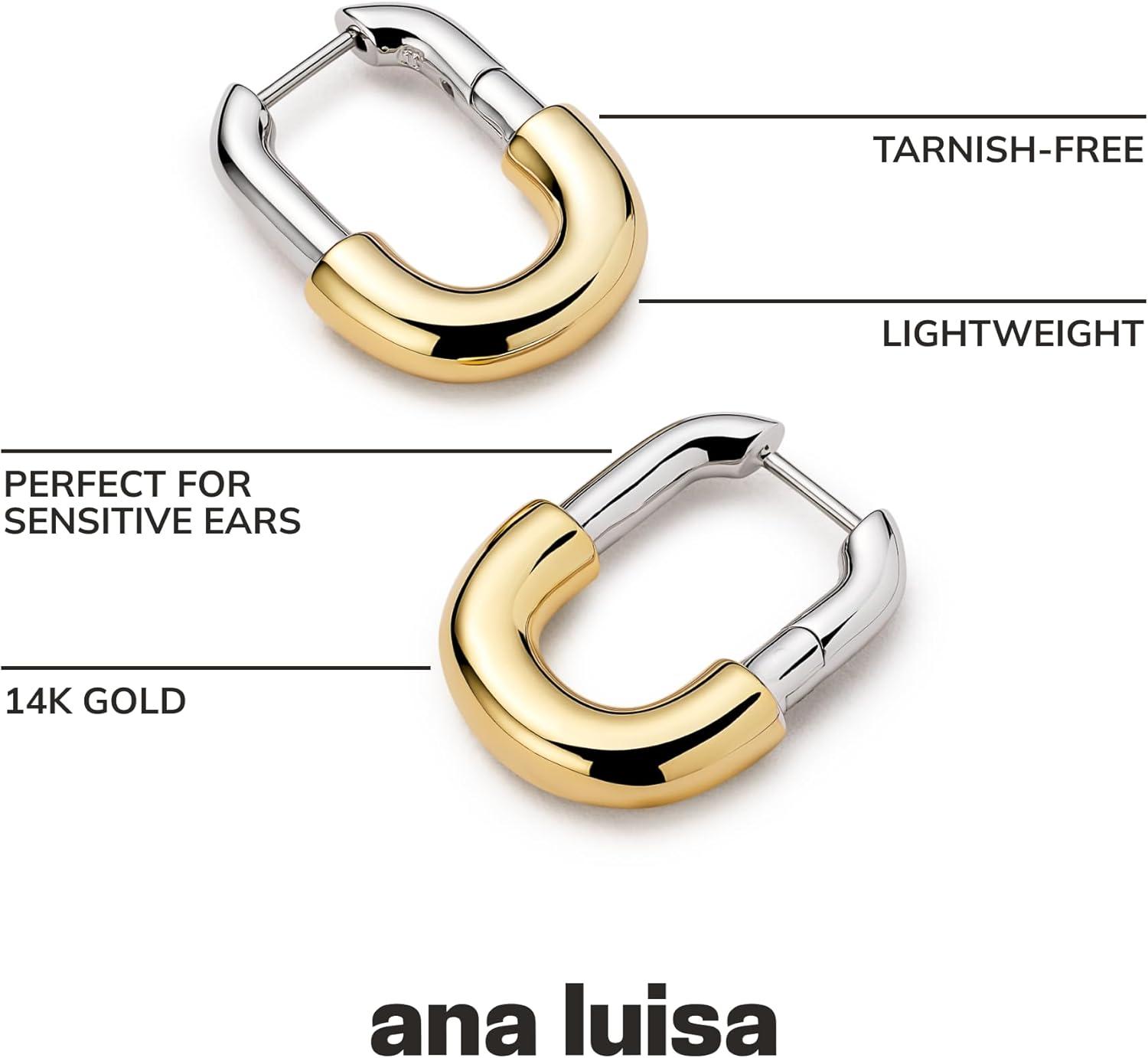 imageAna Luisa Chunky Small Knot Earrings 14K Gold Plated and Silver Statement Earrings for Women Trendy Ball Drop Earring Gold and Two Tone Knots Dangle Earring for Women Hypoallergenic JewelryBrynleyTwo Tone