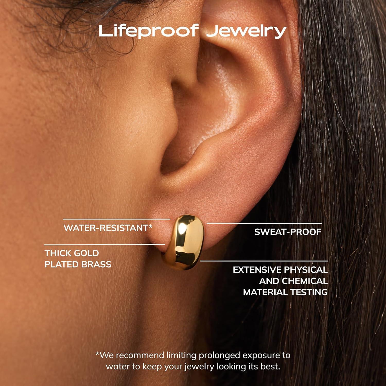 imageAna Luisa Giulia Huggie Hoop Earrings for Women Hypoallergenic WaterResistant TarnishFree Chunky Earrings for Women 14K Gold Plated amp Silver Rhodium Plated Hoops Small Medium amp Large SizeGoldSmall Extra Bold