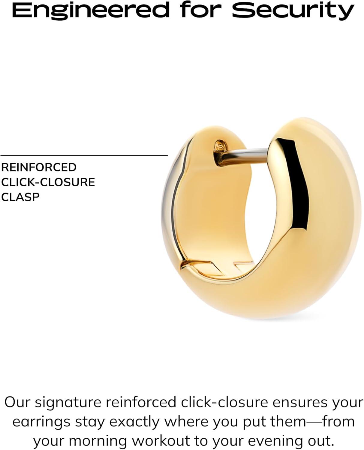 imageAna Luisa Giulia Huggie Hoop Earrings for Women Hypoallergenic WaterResistant TarnishFree Chunky Earrings for Women 14K Gold Plated amp Silver Rhodium Plated Hoops Small Medium amp Large SizeGoldSmall Extra Bold