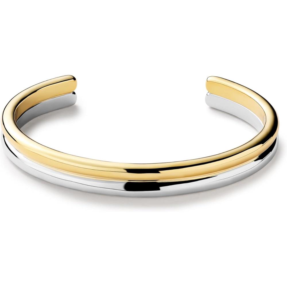 imageAna Luisa Bracelets for Women 14K Gold Plated amp Silver Rhodium Bangle and Cuff Bracelets Sleek Designs Perfect for Layering Hypoallergenic WaterResistant TarnishFree Bracelet for Daily WearArlo Two ToneOne Size