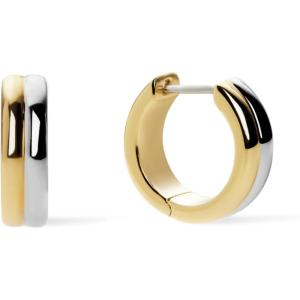 Ana Luisa Asher Small Huggie Hoop Earrings for Women – 14K Gold Plated, Silver Rhodium Plated and Two Tone Styles – Hypoallergenic, Tarnish-Free – Ana Luisa Jewelry – Stylish Gold Hoop Earrings(Two Tone Huggie Hoop)