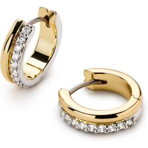 Ana Luisa Asher Small Huggie Hoop Earrings for Women – 14K Gold Plated, Silver Rhodium Plated and Two Tone Styles – Hypoallergenic, Tarnish-Free – Ana Luisa Jewelry – Stylish Gold Hoop Earrings(Gold Pave Huggie Hoop)