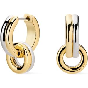 Ana Luisa Asher Small Huggie Hoop Earrings for Women – 14K Gold Plated, Silver Rhodium Plated and Two Tone Styles – Hypoallergenic, Tarnish-Free – Ana Luisa Jewelry – Stylish Gold Hoop Earrings(Two Tone Drop Earring)