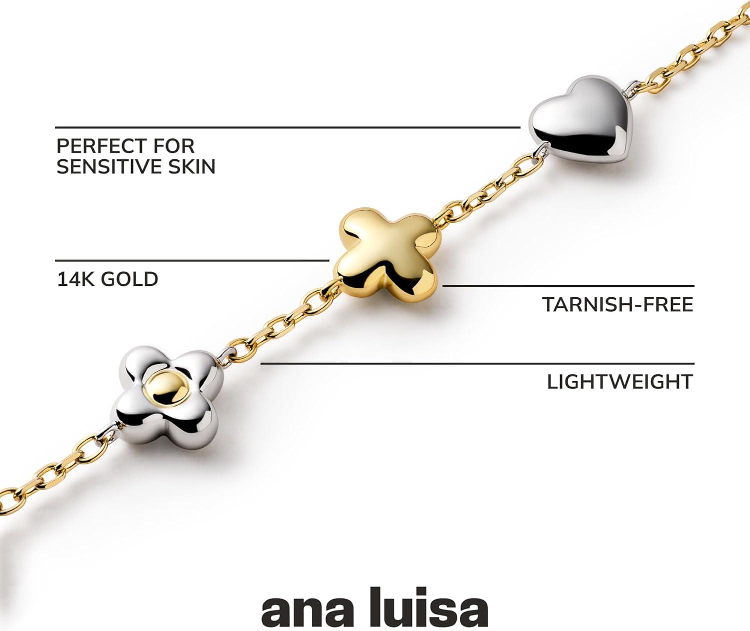 imageAna Luisa Gold Bracelets for Women Sterling Silver 14K Gold Plated Dainty Chain with Pearl Heart amp Flower Cuff Bracelet Styles for Daily Wear Hypoallergenic WaterResistant TarnishFreeAzuraGoldSilver