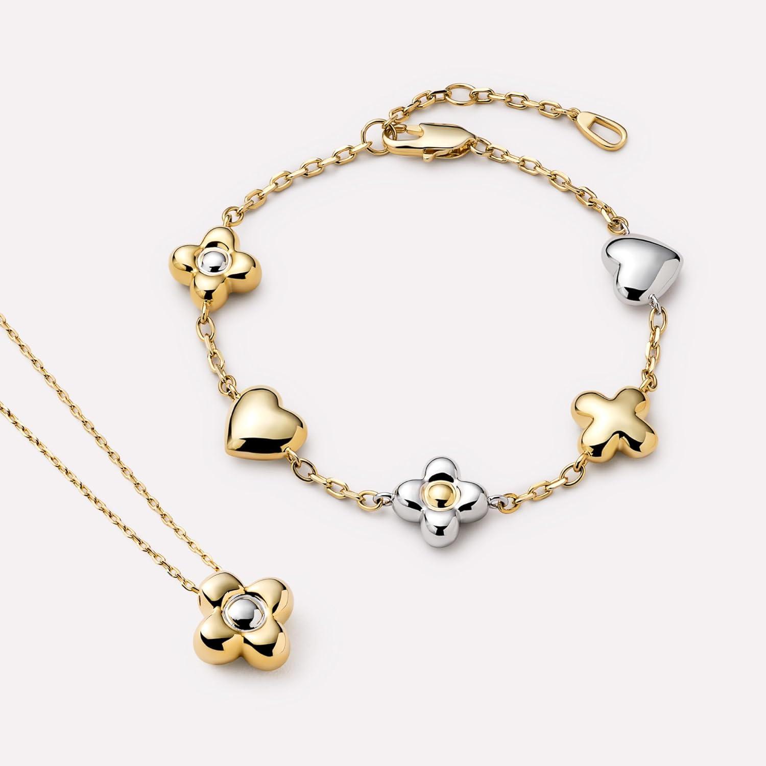 imageAna Luisa Gold Bracelets for Women Sterling Silver 14K Gold Plated Dainty Chain with Pearl Heart amp Flower Cuff Bracelet Styles for Daily Wear Hypoallergenic WaterResistant TarnishFreeAzuraGoldSilver