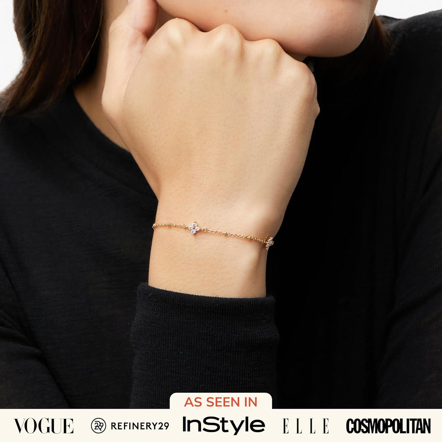 imageAna Luisa Gold Bracelets for Women Sterling Silver 14K Gold Plated Dainty Chain with Pearl Heart amp Flower Cuff Bracelet Styles for Daily Wear Hypoallergenic WaterResistant TarnishFreeLucy