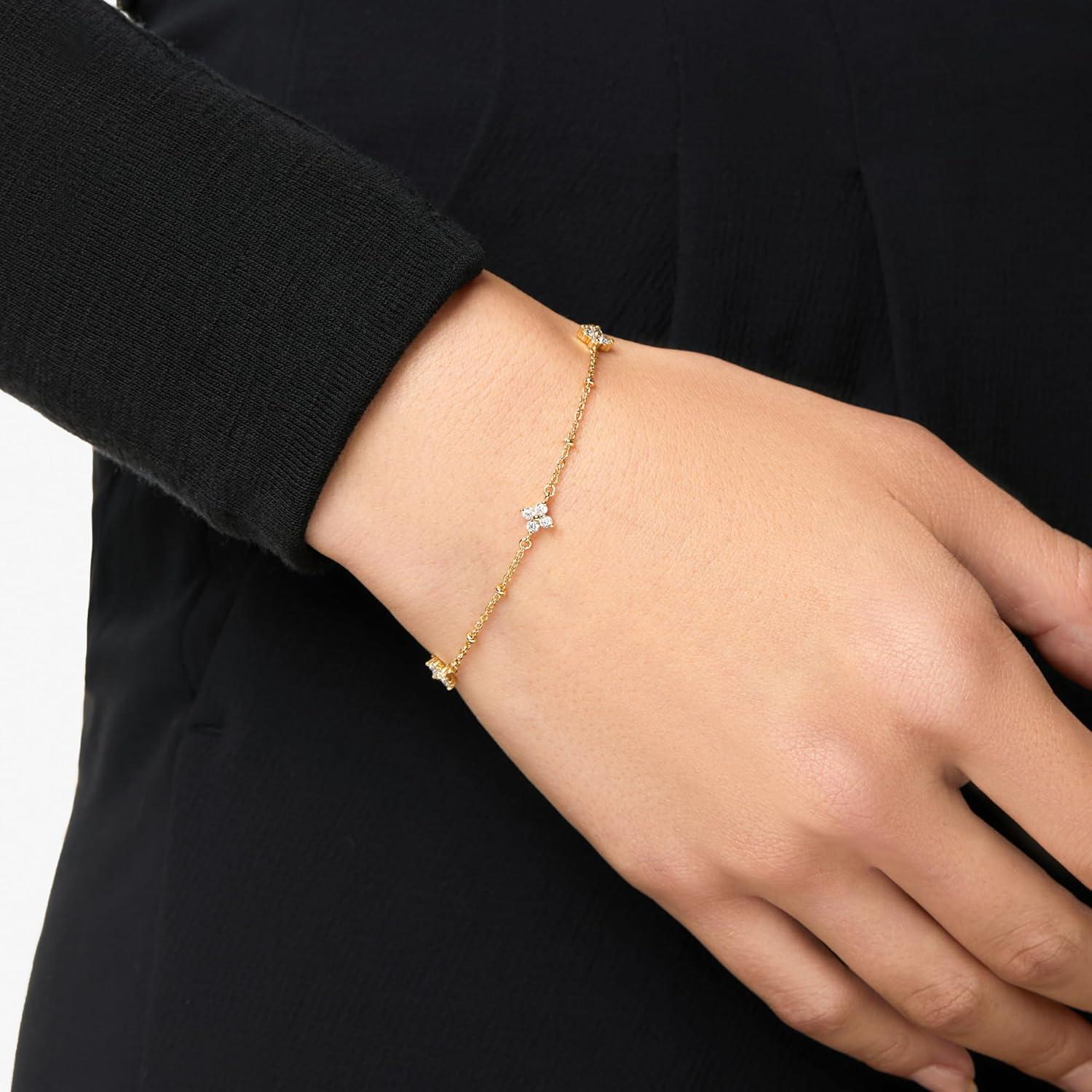 imageAna Luisa Gold Bracelets for Women Sterling Silver 14K Gold Plated Dainty Chain with Pearl Heart amp Flower Cuff Bracelet Styles for Daily Wear Hypoallergenic WaterResistant TarnishFreeLucy