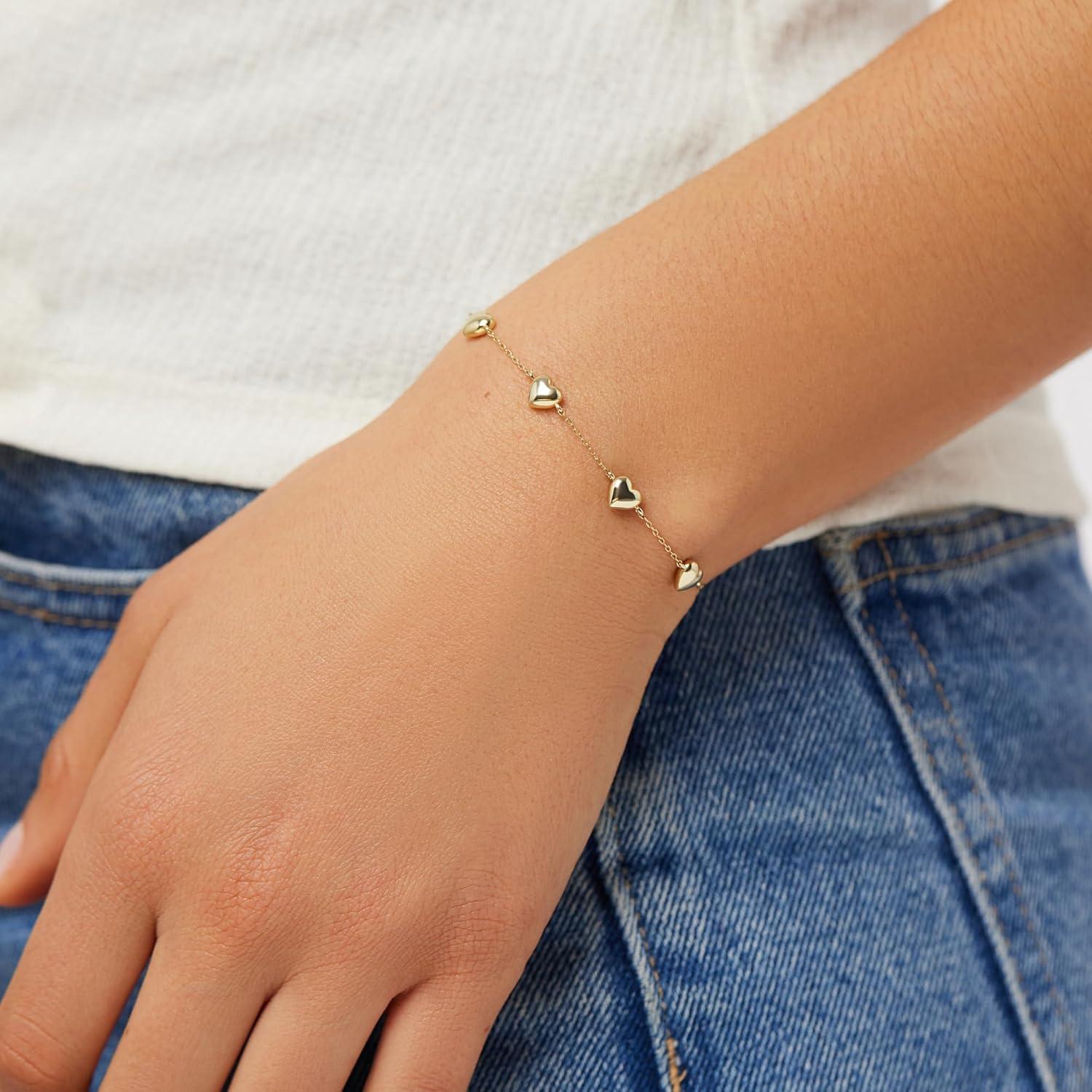 imageAna Luisa Gold Bracelets for Women Sterling Silver 14K Gold Plated Dainty Chain with Pearl Heart amp Flower Cuff Bracelet Styles for Daily Wear Hypoallergenic WaterResistant TarnishFreeLani 14K Gold Plated